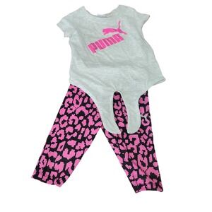 Puma Baby Girls' 2-Piece Set - Sleeveless Top & Leggings Size 18M Gray/Pink